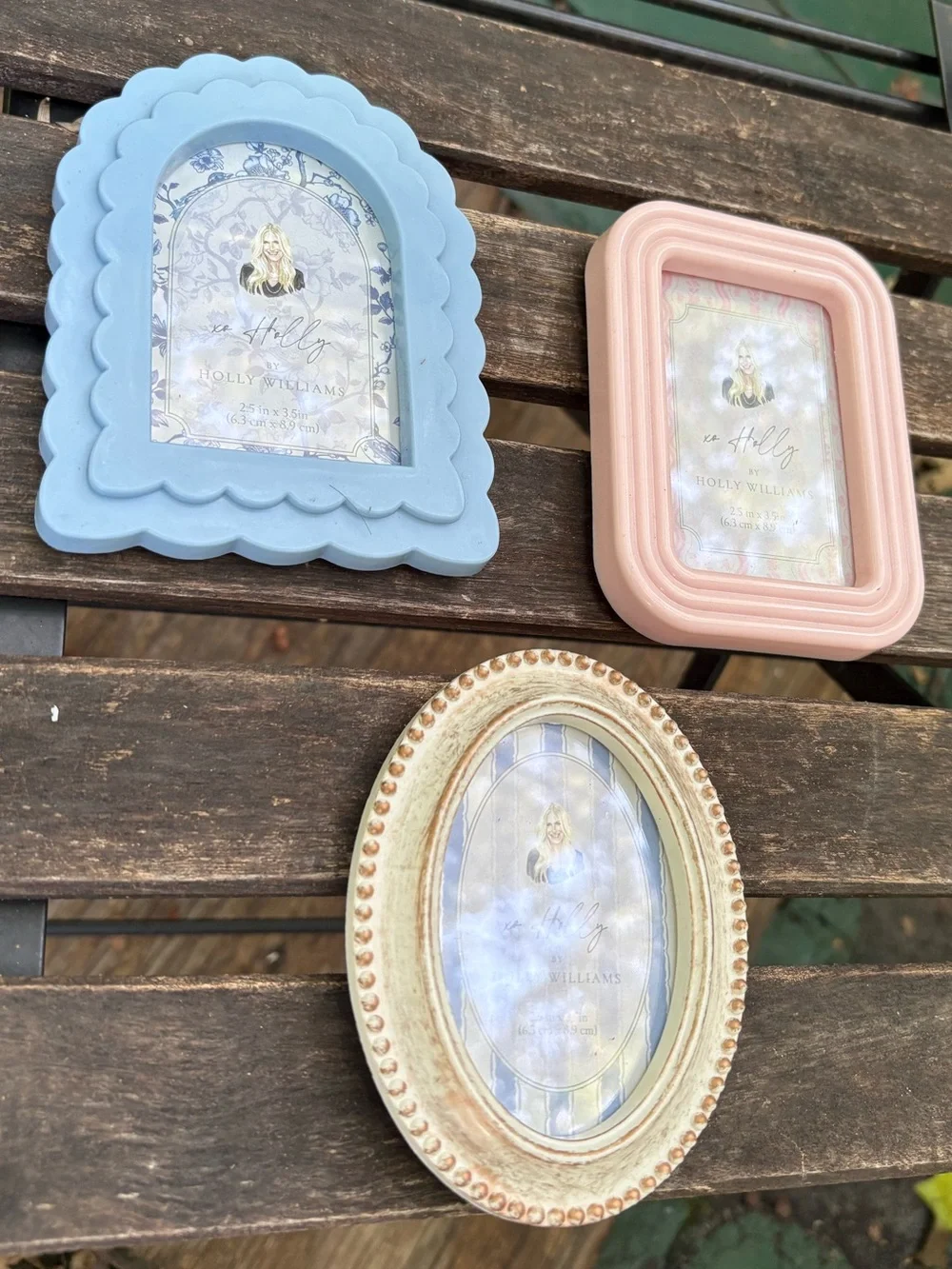 Mini Pastel Blue & Pink Decorative Photo Frames  - Set of 3